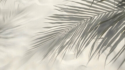 Obraz premium Palm Leaf Shadow Casts Abstract Pattern on White Sand Beach