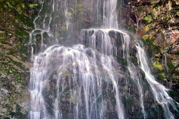 A small spring waterfall on the rocks