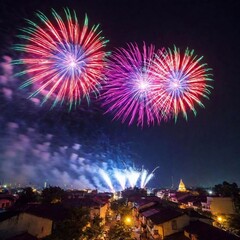 beautiful fireworks in the night sky