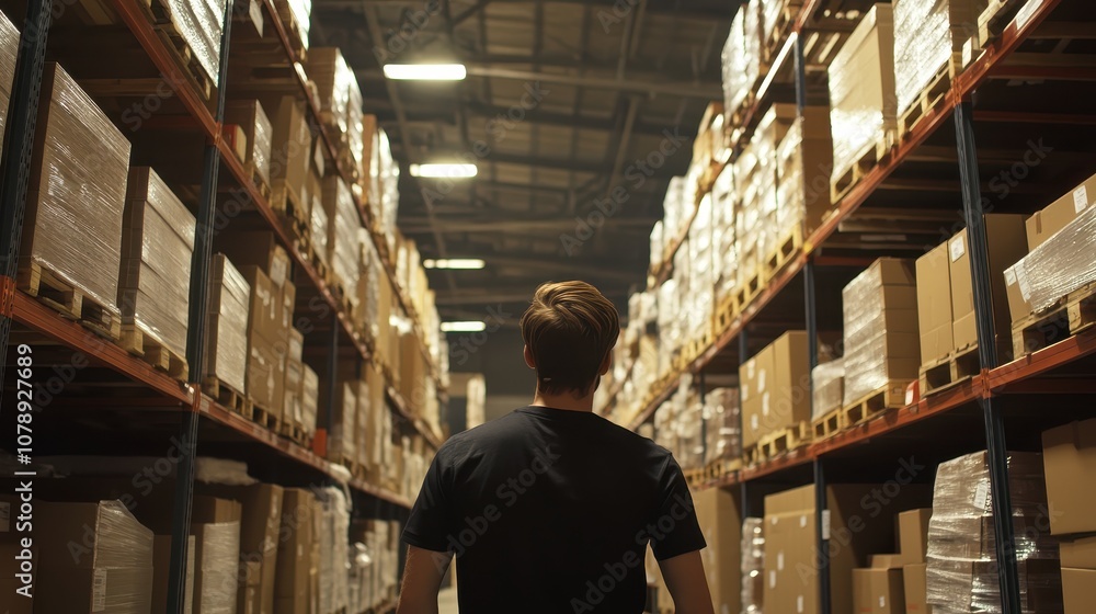 Poster inventory manager conducting a cycle count in a warehouse