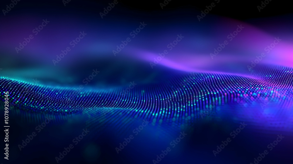 Poster abstract 3d digital wave with glowing particles background for futuristic technology design