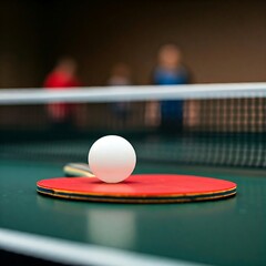 a close-up shot of a ping pong ball resting on a paddle, ping pong, table tennis, ball, paddle, equipment, sports gear, closeup, macro, texture, detail, table, tennis, racket, ping, sport, pong, ping-