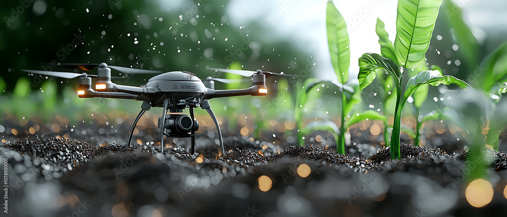 Poster utilizing drones for innovative agricultural practices to enhance crop monitoring and efficiency