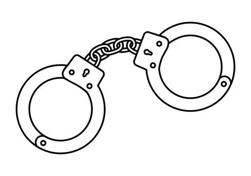 black and white handcuffs illustration clip art preview