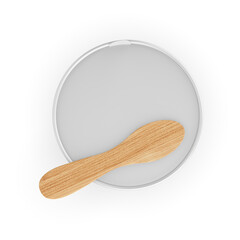 Ice cream cup with spoon blank template 3d illustration.