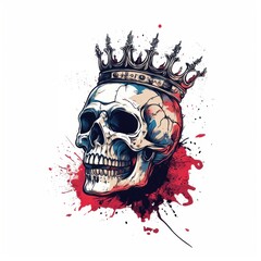 skull wearing a crown. The decoration element for Halloween.