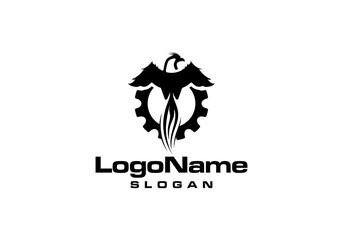 Obraz premium Phoenix gear logo icon vector template