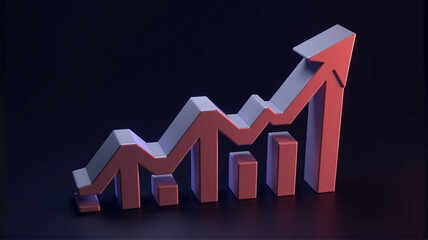 business graph with red arrow