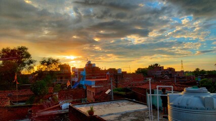 Evening view of a village