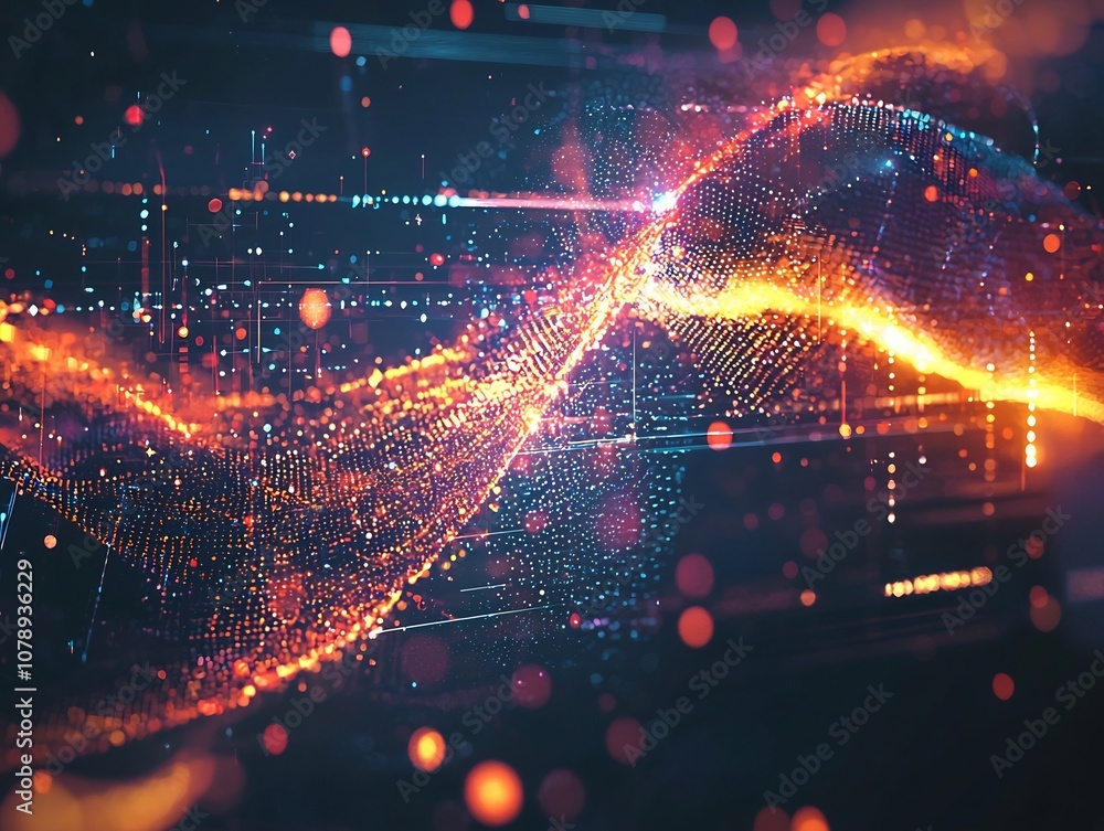 Aufkleber quantum internet visualization glowing particles showcasing instantaneous data entanglement across v