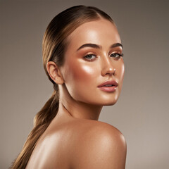 Naklejka premium Beauty Face Women with Flawless, Glowing Skin