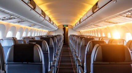 Obraz premium Travel safely understanding the experience of passengers waiting in the airplane aisle at the airport