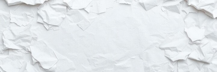 Obraz premium Crumpled white paper with jagged edges, creating a textured surface, concept, copy space, creased