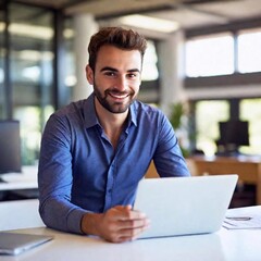 young businessman working in office