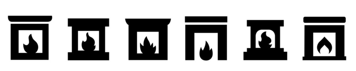 Fireplace  icon in different designs vector illustration on white background 
