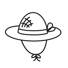 Straw hat outline isolated on white background