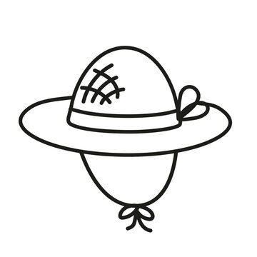 recommend clip art: Straw hat outline isolated on white background