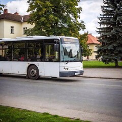 Fototapeta premium A typical town in Eastern Europe, there should be an intercity bus in the photo, but this bus should be somewhere in the distance