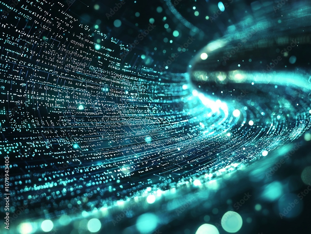Poster quantum data flowing through a secure and high speed entangled particle network