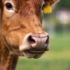close up of cow in the meadow