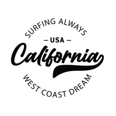 California beach text Vector illustrations. For t-shirt prints and other uses.