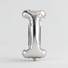 Silver balloon shaped like the letter "I"