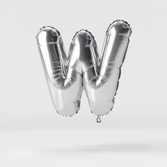 Silver balloon shaped like the letter "W"