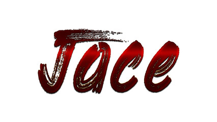 3D blood red design of name Jace on white background.