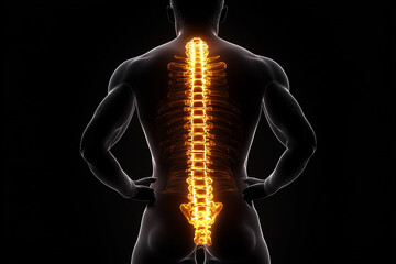 a human skeleton is shown yellow colour pain in body for representing discomfort generated by AI