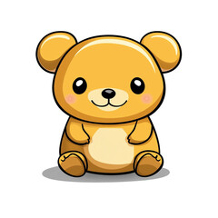 Fototapeta premium Cute cartoon bear character smiling cheerfully on a solid black background for creative projects