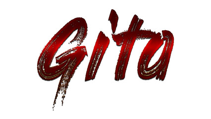 3D blood red design of name Gita on white background.