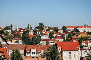 Obraz premium Zagreb, Croatia - August 15, 2024: View of rooftops in central Zagreb