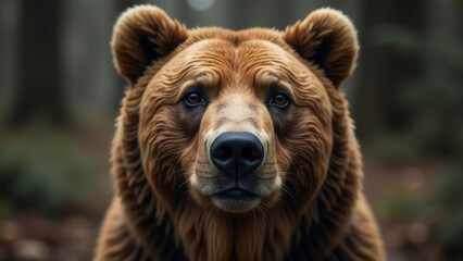 Fototapeta premium A large grizzly bear in its natural habitat, wildlife.