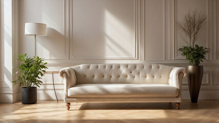 Elegant Armchair in Classic Interior with Sunlit Paneling