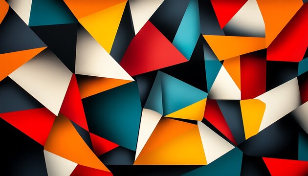 An abstract geometric pattern with bright colors and sharp angles, suitable for modern digital art projects or marketing materials.
