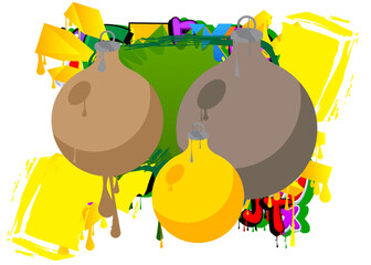 Christmas decoration ball graffiti with speech bubble. Abstract modern Messaging sign street art decoration, performed in urban painting style.