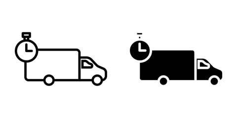 fast delivery truck Icon set. Symbol isolated white background. vector illustration. color editable.