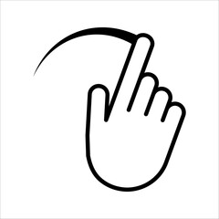 Pointing hand swipe right gesture isolated vector icon. Move to right hand gesture cutout clipart design element. Drag and drop cursor sign. Apps or games user interface asset. GUI element.