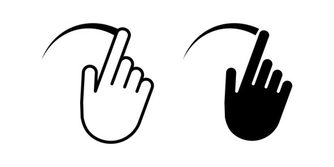 Finger swipe  Icon set. Symbol isolated white background. vector illustration. color editable.