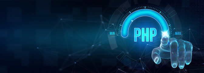 Business, Technology, Internet and network concept. PHP abbreviation. Modern technology concept. 3d illustration