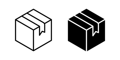 package Icon set Symbol isolated white background. vector illustration. color editable.