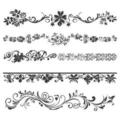 Fototapeta premium Five Black and White Floral Design Elements