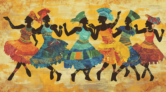African American tribes dancing national greetings