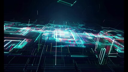 Abstract Glitch Background Animation - Neon Lines and Shapes