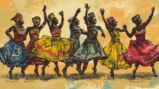 African American tribes dancing national greetings