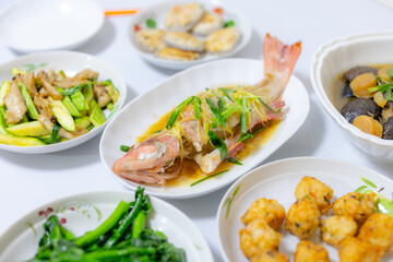 Enjoying Steamed Fish and Stir Fried Veggies at Home