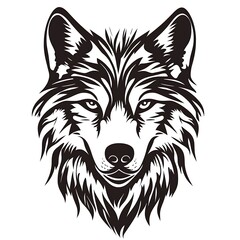 Fototapeta premium a black and white wolf head with a long mane