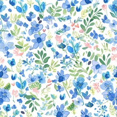 a close up of a blue and pink flower pattern on a white background