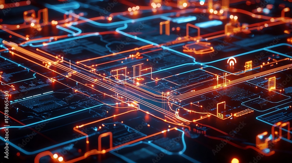 Poster intelligent 3d power grid interface displaying energy flow and performance analytics