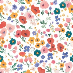a close up of a colorful floral pattern on a white background
